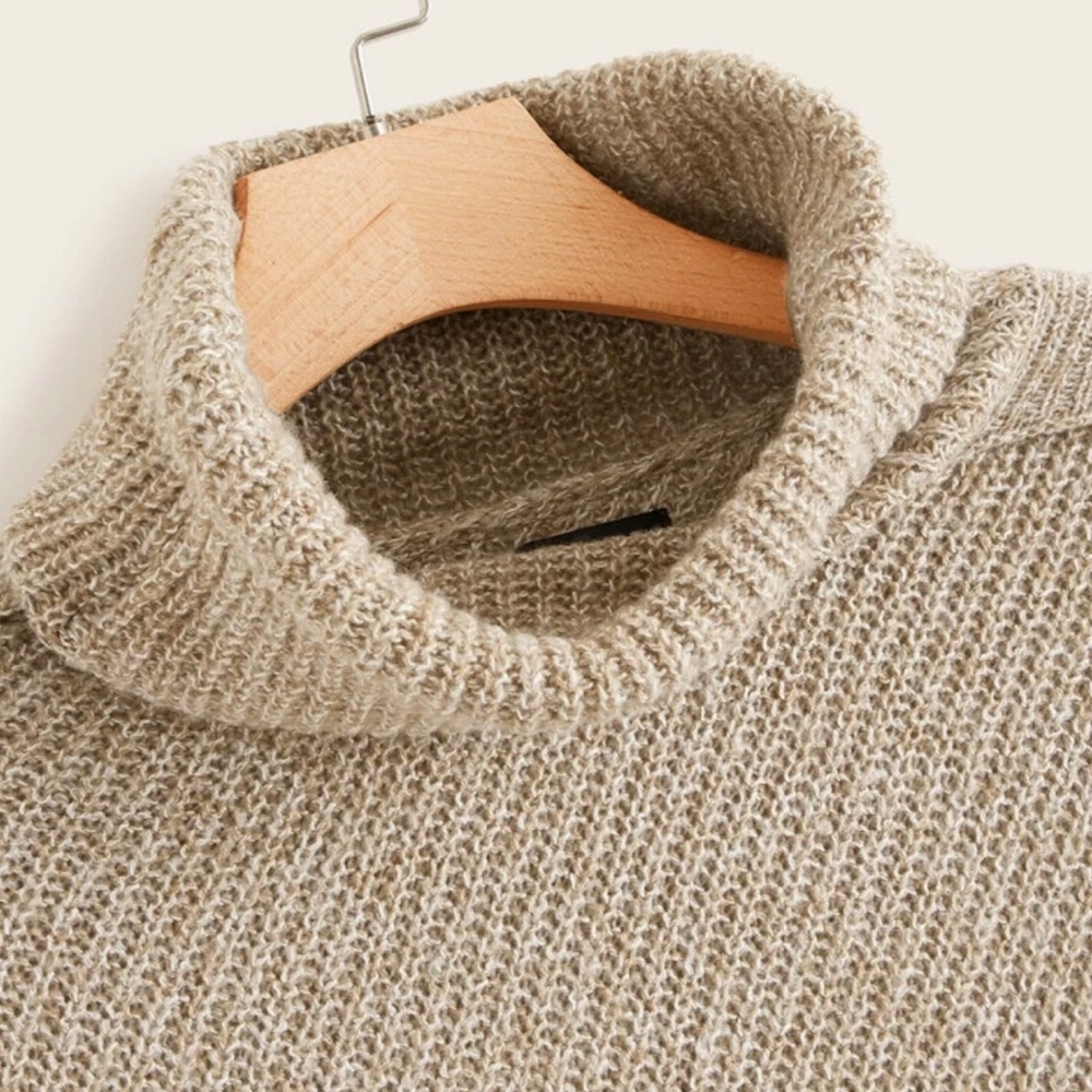 PLUS oversized khaki turtleneck funnel neck poncho - Picture 3 of 6